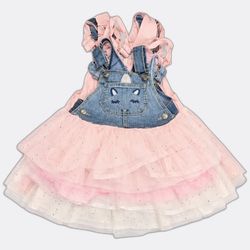Rosa Denim-Latzkleider mit Tüllröcken