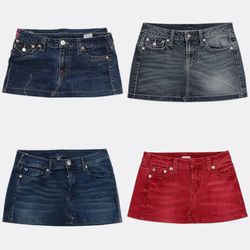 CR12860 Upcycled Ture Religion Mini Denim Skirts