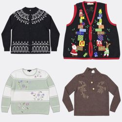 Cardigans with Embroidered and Holiday Novelty Mot..