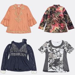 Y2K Blouses with Beaded and Lace Details