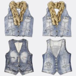 Y2k Denim Vests and Waistcoats Selection RE-3926