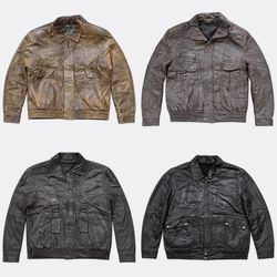 HD1604 Giacche da aviatore in pelle vintage da uom..