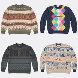 Vintage Patterned Both sides Round Neck Knitwear S..