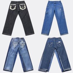 Embroidered Y2K Hip Hop Jeans