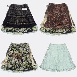 GRV 1-037 Women Floral Print Midi Skirts