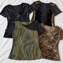 Y2K Vintage Patterned Velvet Tops