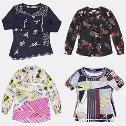 Sheer Printed Long Sleeve Blouses