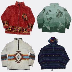 Vintage Patterned Fleece Jackets and Tops Collecti..