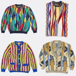 Vintage Textured Knit Sweaters and Cardigans
