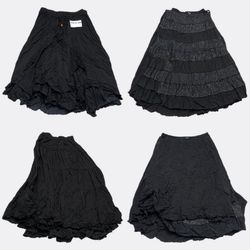 GRV 1-069 Black Tiered Maxi cottonbSkirts Selectio..