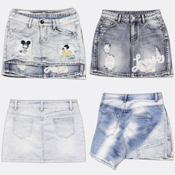 Y2K Blue Wash Denim Mini Skirts RE-3859