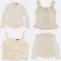 Y2k White Ruffle and Lace Blouses