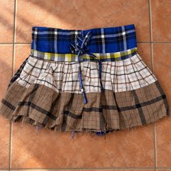 REP-002 Upcycled Y2K Flannel Ruffle Mini Skirt