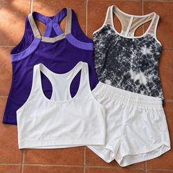 Lululemon Regatas Femininas e Shorts Atléticos