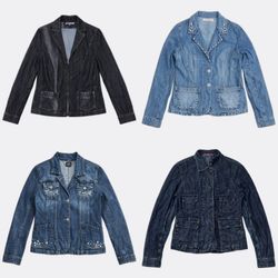 Jaquetas jeans em azul e preto