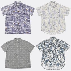 Y2K Patterned Short Sleeve Button Up Shirts RE-395..