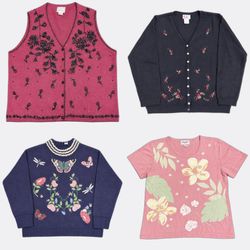 Y2K Floral Embroidered Pattern Knitwear Sweaters