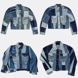 CR12897 upcycle Levi's Crop Denim jackets