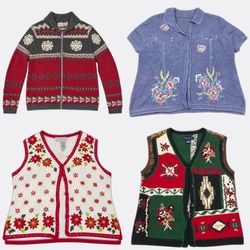 Embroidered Knit Sweater Vests Vintage Edit | VR-4..