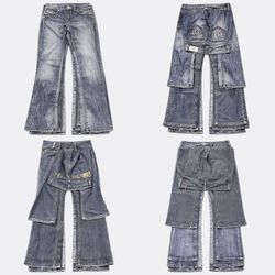 REP005 Y2K Faded Flare Denim Jeans. RE-3971