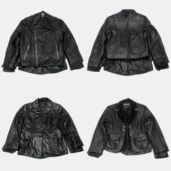 Y2k Black Leather Biker Moto Jackets(GRV-10-013)