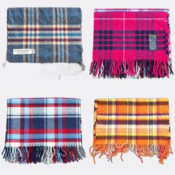 plaid and check fringed Scarves
