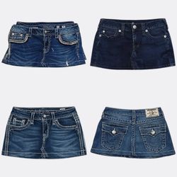 CR12871 Upcycle Mix Branded Mini Denim Skirts