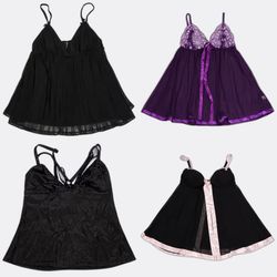 Lace Trim and Printed Camisole Tops