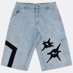 UPCYCLED JORTS WITH EYE PATCHES