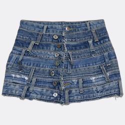 Upcycle Levi's Denim Belted Mini Skirt (Dv-10-87)