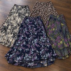 Saias Longas Maxis Estampadas com Padrão Floral Y2..