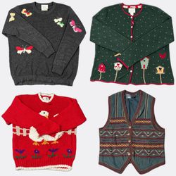 ヴィンテージクリスマス＆コテージコアセーターセット｜10点 フェスティブホリデーニットミックス(Qu..