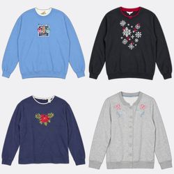 Vintage Embroidered Crewneck Sweatshirts and Cardi..