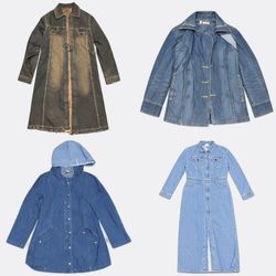Denim Trench Coats in Various Washes