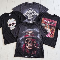 Graphic Skull Printed Short Sleeve T-Shirts