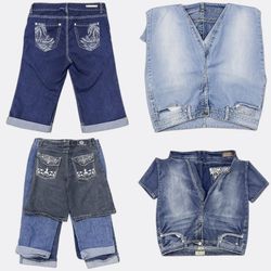 Embellished Denim Capri Pants