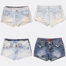 Y2k Washed and Distressed Denim Shorts B2F-285