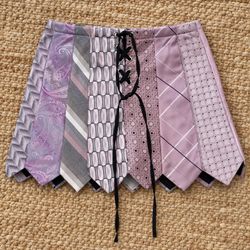 Upcycled Necktie Mini Skirt (Dc-10-77)
