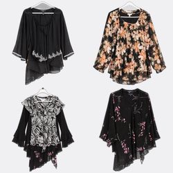 Women Sheer Floral Printed Blouses and Tops