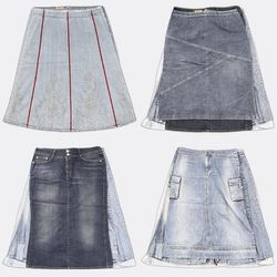 RE-3968 Y2K Women Denim Midi Skirts RE-3968