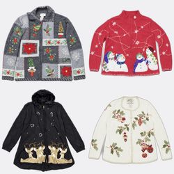 Cardigans mit Feiertags- und Himmelsstickerei