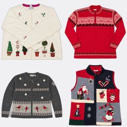 Lot de pulls de Noël vintage en gros | Lot de 10 c..