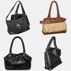 Assorted Women's Black Leather and Canvas Handbags