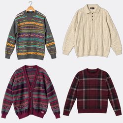 987 Vintage Style Patterned Knit Sweaters and Card..