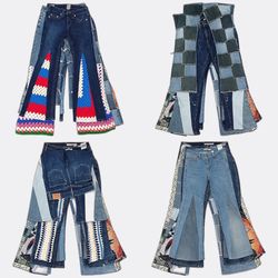 CR13393 Upcycled Mix Branded Mixed Style Jeans Bun..