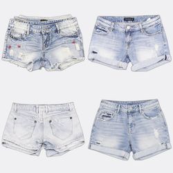 Y2K Distressed Light Wash Denim Shorts RE-3855