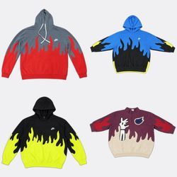 Upcycle Nike Adidas Flame Sweatshirts