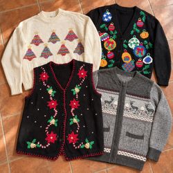 Code#065 Novelty Christmas Vintage Knitwear Cardig..
