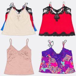 Lace Trim Satin Camisoles
