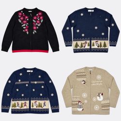 Croft & Barrow Hand Knit Zip Up Cardigans Christma..